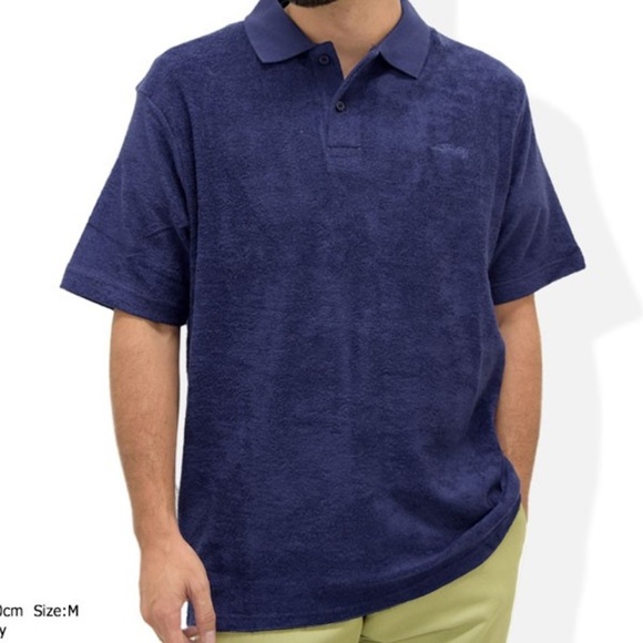 STUSSY Men’s Purple Terry Cloth Polo Shirt Size Small Used - Picture 1 of 6